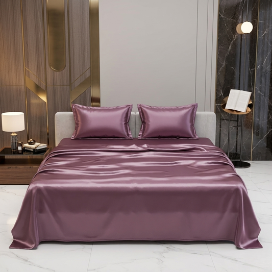 Rich Mauve Satin Silk Bedsheet