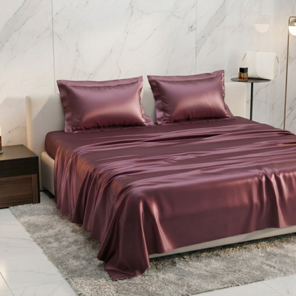 Rich Mauve Satin Silk Bedsheet