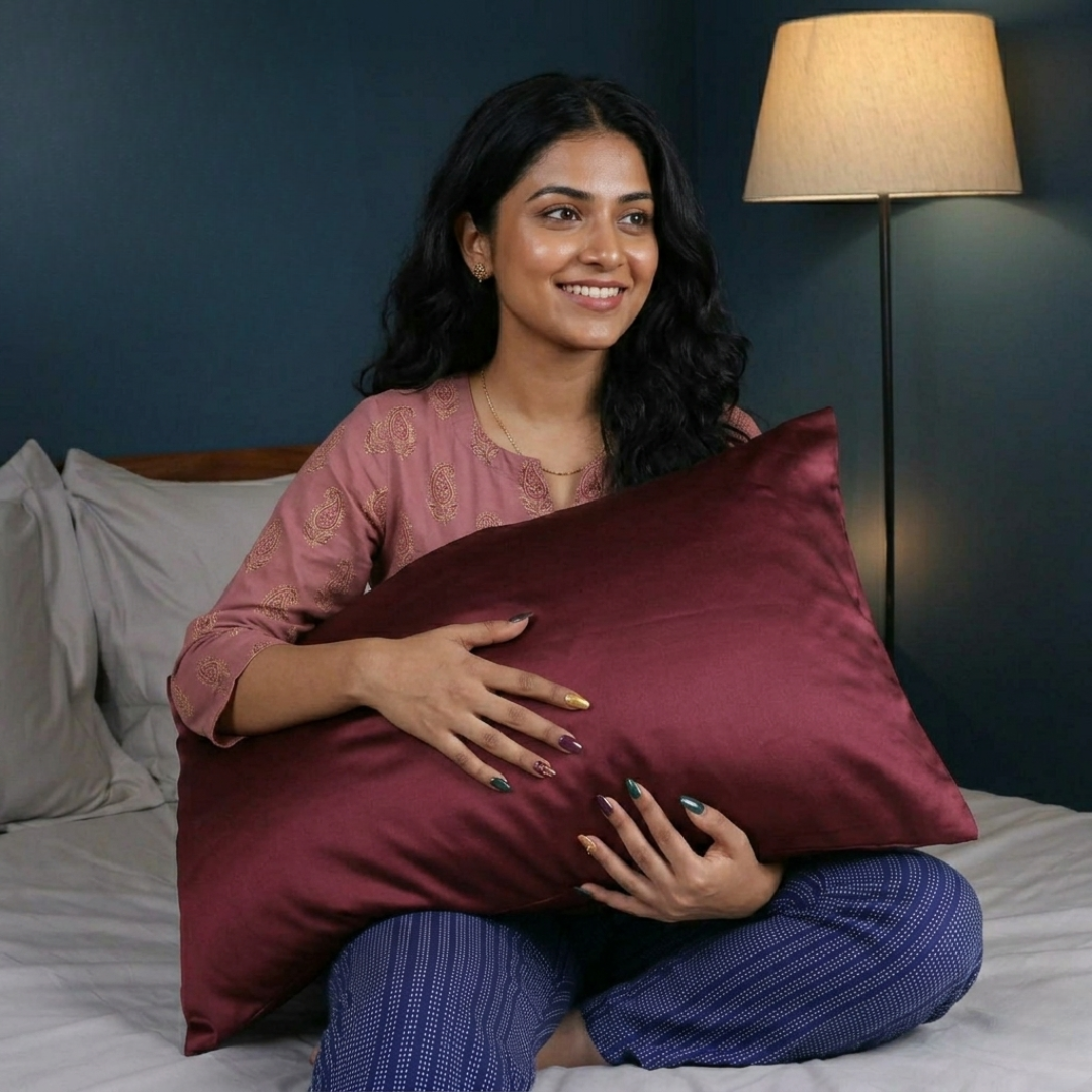 Deep Wine Satin Silk Bedsheet