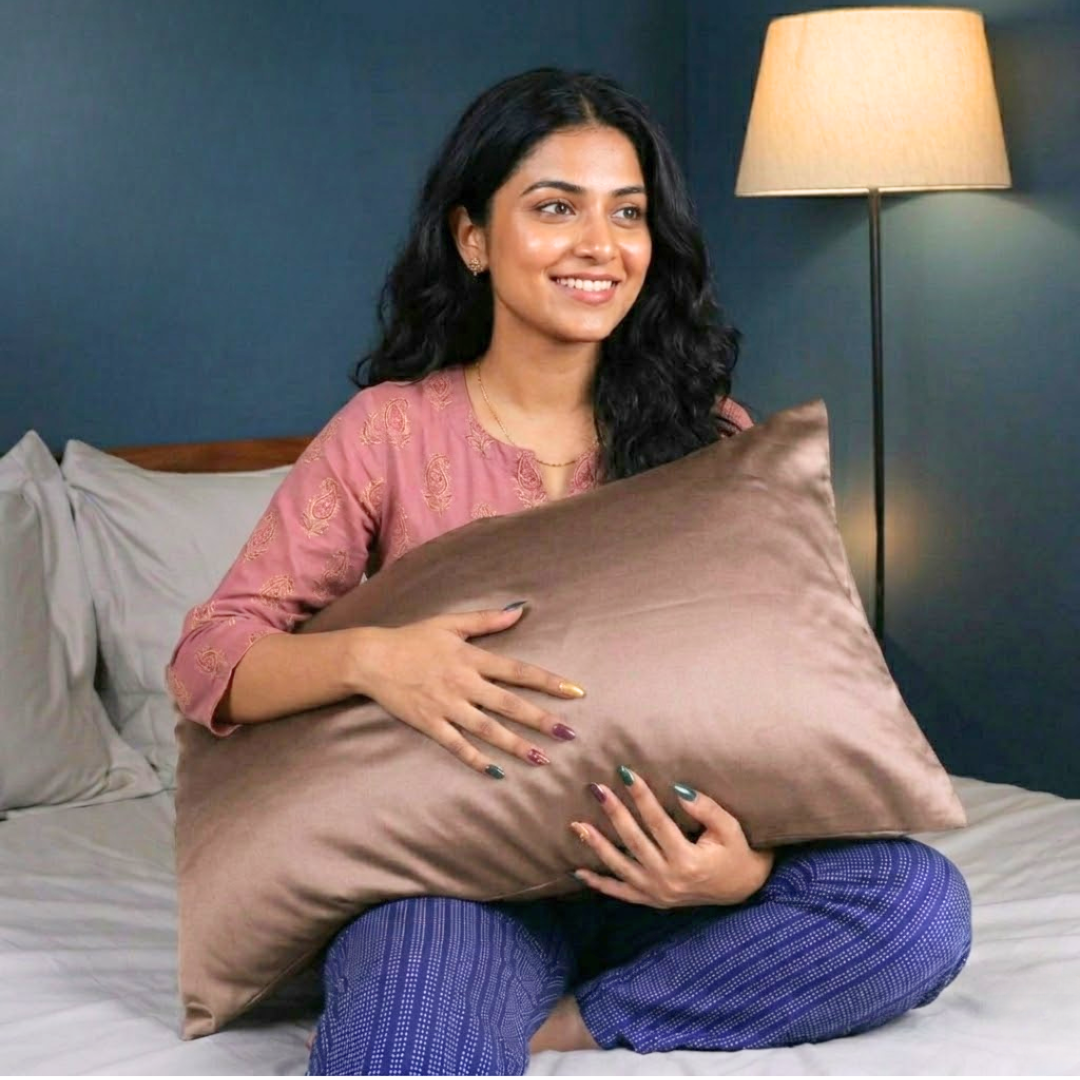 Elegant Taupe Satin Silk Bedsheet